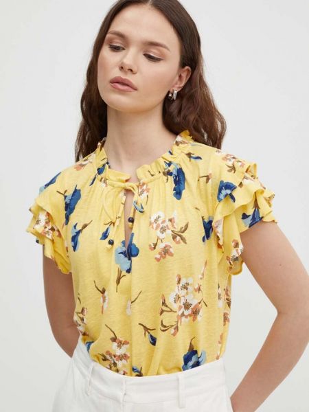 Lanena bluza s printom Lauren Ralph Lauren