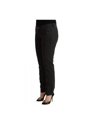 Jeansy skinny z niską talią bawełniane slim fit Ermanno Scervino czarne