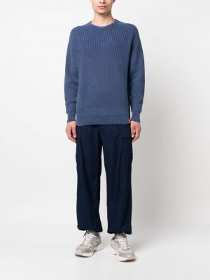 Sweter bawełniany z okrągłym dekoltem Aspesi niebieski