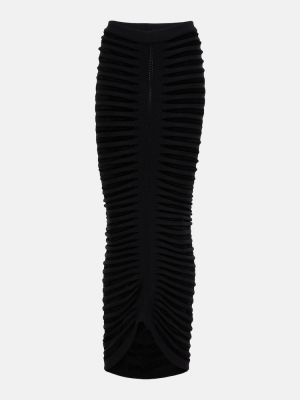 Zamatová dlhá sukňa Alaã¯a čierna