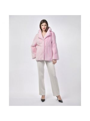 Куртка Braschi, норка, силуэт прямой, карманы, 44 розовый
