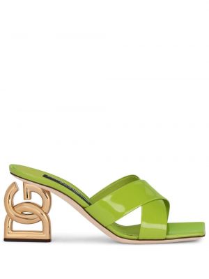 Papuci tip mules cu toc Dolce & Gabbana verde