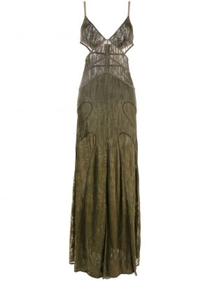 Жакардова коктейлна рокля без ръкави Dion Lee зелено