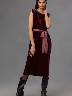 Бархатное платье миди без рукавов Velvet by Graham & Spencer, вино