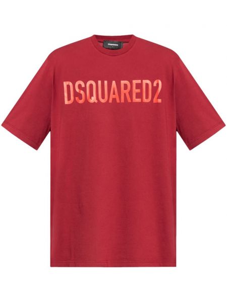 Βαμβακερή μπλούζα με σχέδιο Dsquared2 κόκκινο