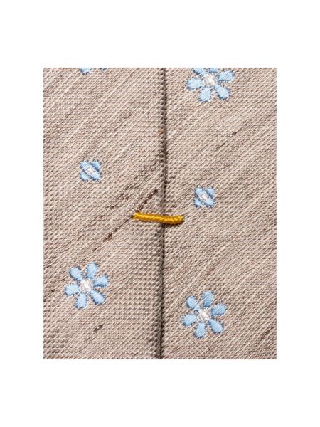 Corbata de lino de seda de flores Eton beige