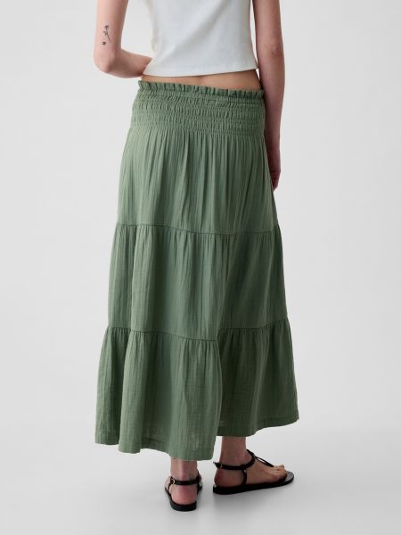 Mušelínové dlouhá sukně Gap zelené