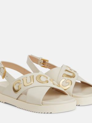 Кожени сандали Gucci бяло