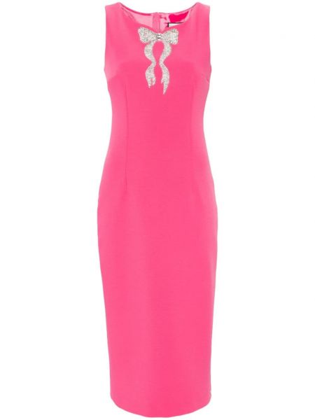 Κοκτέιλ φόρεμα με πετραδάκια από κρεπ Nissa ροζ