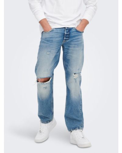 Priliehavé džínsy s rovným strihom Only & Sons modrá