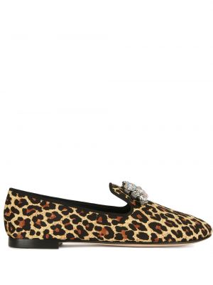 Loafersy s potlačou s leopardím vzorom Giuseppe Zanotti hnedá