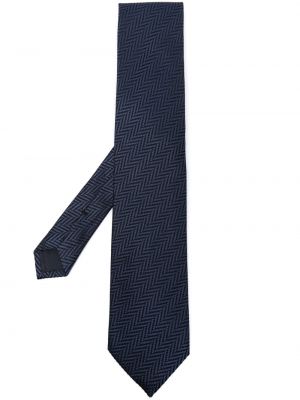 Hedvábná kravata se vzorem rybí kosti Tom Ford modrá