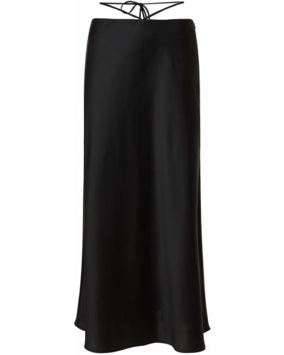 Saténové midi sukně na zip Musier Paris - černá