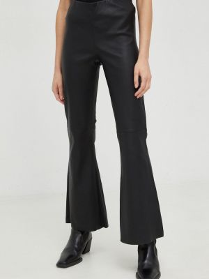 Kožené kalhoty s vysokým pasem By Malene Birger černé