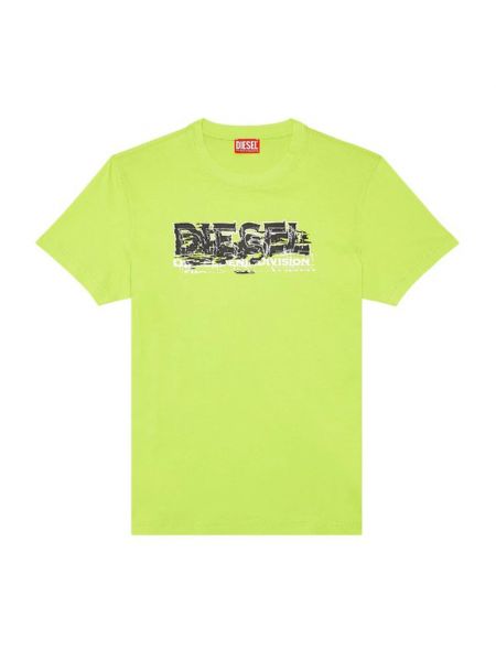 Koszulka slim fit z nadrukiem Diesel zielona