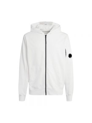 Fleece hoodie mit reißverschluss C.p. Company weiß
