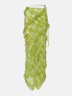 Бархатное длинное платье Acne Studios зеленое