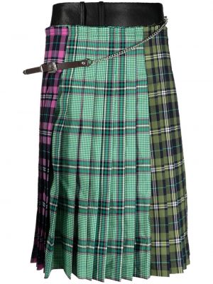 Spódnica midi w kratkę plisowana Andersson Bell zielona