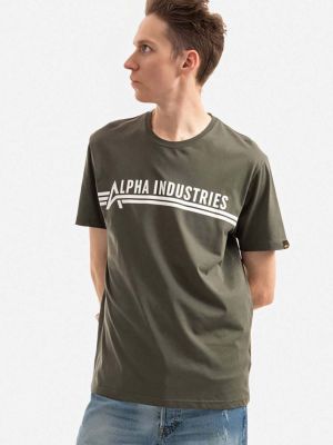 Pamučna majica s printom Alpha Industries zelena
