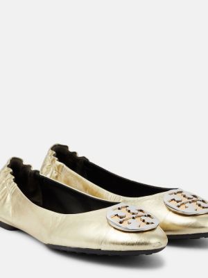Bőr balerina cipők Tory Burch aranyszínű