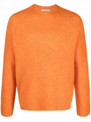 Плетен вълнен пуловер Acne Studios оранжево