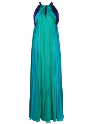Drapované tylové hedvábné večerní šaty Alberta Ferretti modré