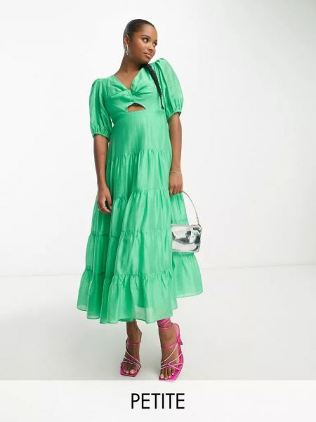 Длинное платье с коротким рукавом Forever New Petite зеленое