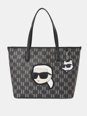 Bolso shopper con estampado Karl Lagerfeld negro