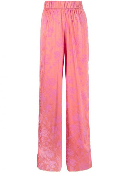 Pantalones de raso de flores de tejido jacquard Oséree rosa