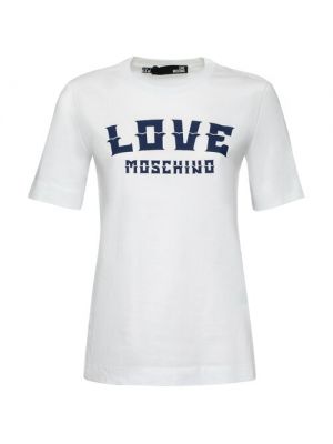Футболка LOVE MOSCHINO, прямой силуэт, круглый вырез, 46 белый