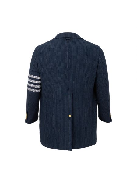 Abrigo de botonadura sencilla de tweed Thom Browne azul