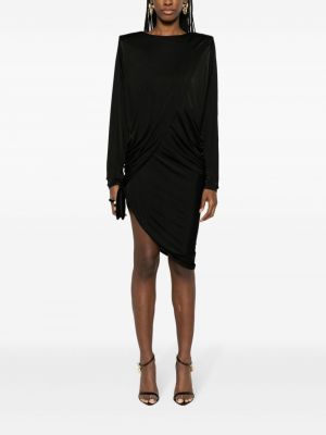 Sukienka midi asymetryczna z krepy Saint Laurent czarna