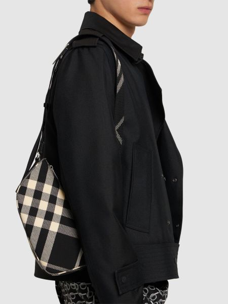 Crossbody torbica s karirastim vzorcem Burberry črna