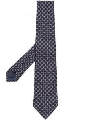 Hedvábná kravata s potiskem Giorgio Armani modrá