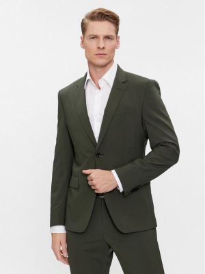 Slim fit oblek Boss zelený