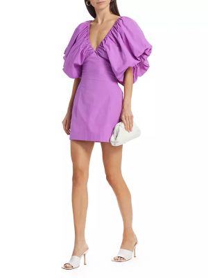 Платье мини с пышными рукавами Swf фиолетовое