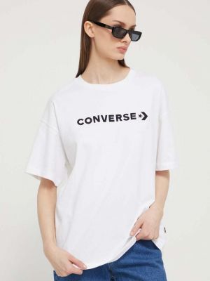 Памучна тениска Converse бежово
