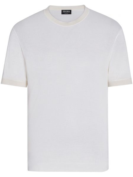 Seiden t-shirt mit rundem ausschnitt Zegna weiß