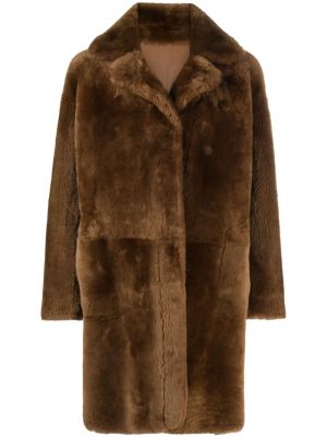 Obojstranný kožený kabát Sylvie Schimmel hnedá