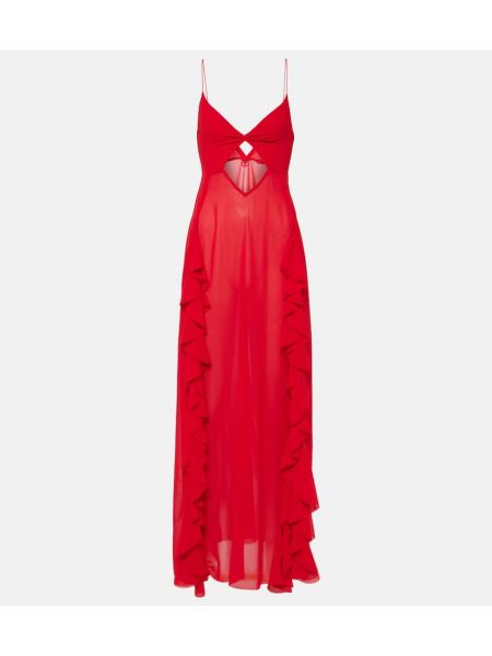 Sukienka długa z falbankami Bananhot czerwona