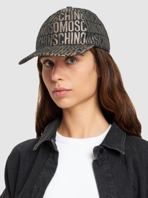 Жакардова найлонова шапка с козирки Moschino черно