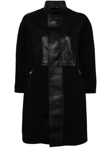 Kožený kabát z ekologickej kože Neil Barrett čierna