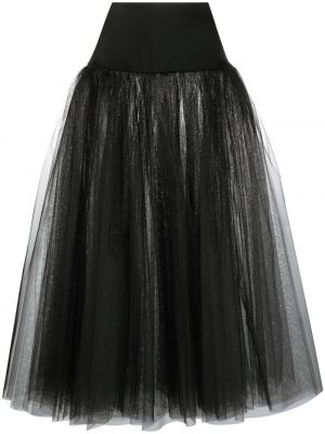 Tylové průsvitné áčková sukně Norma Kamali - černá