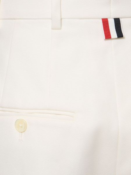 Puuvillased kõrge vöökohaga sirged püksid Thom Browne valge