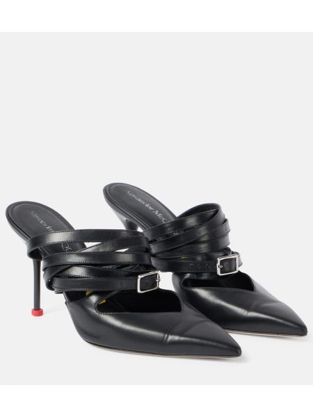 Läder mules Alexander Mcqueen svart