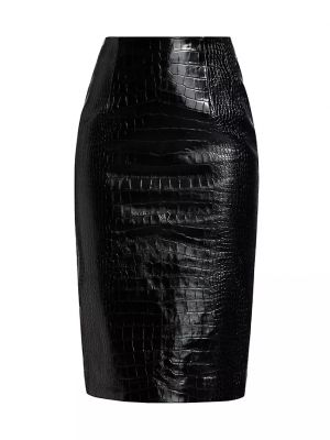 Черная кожаная юбка Versace