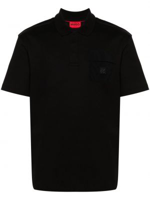 Medvilninis polo marškinėliai Hugo juoda