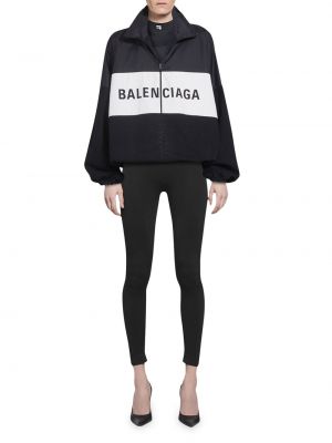Нейлоновая джинсовая куртка на молнии Balenciaga черная