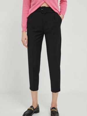 Jednobarevné kalhoty s vysokým pasem United Colors Of Benetton černé