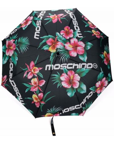 Чадър на цветя с принт Moschino черно